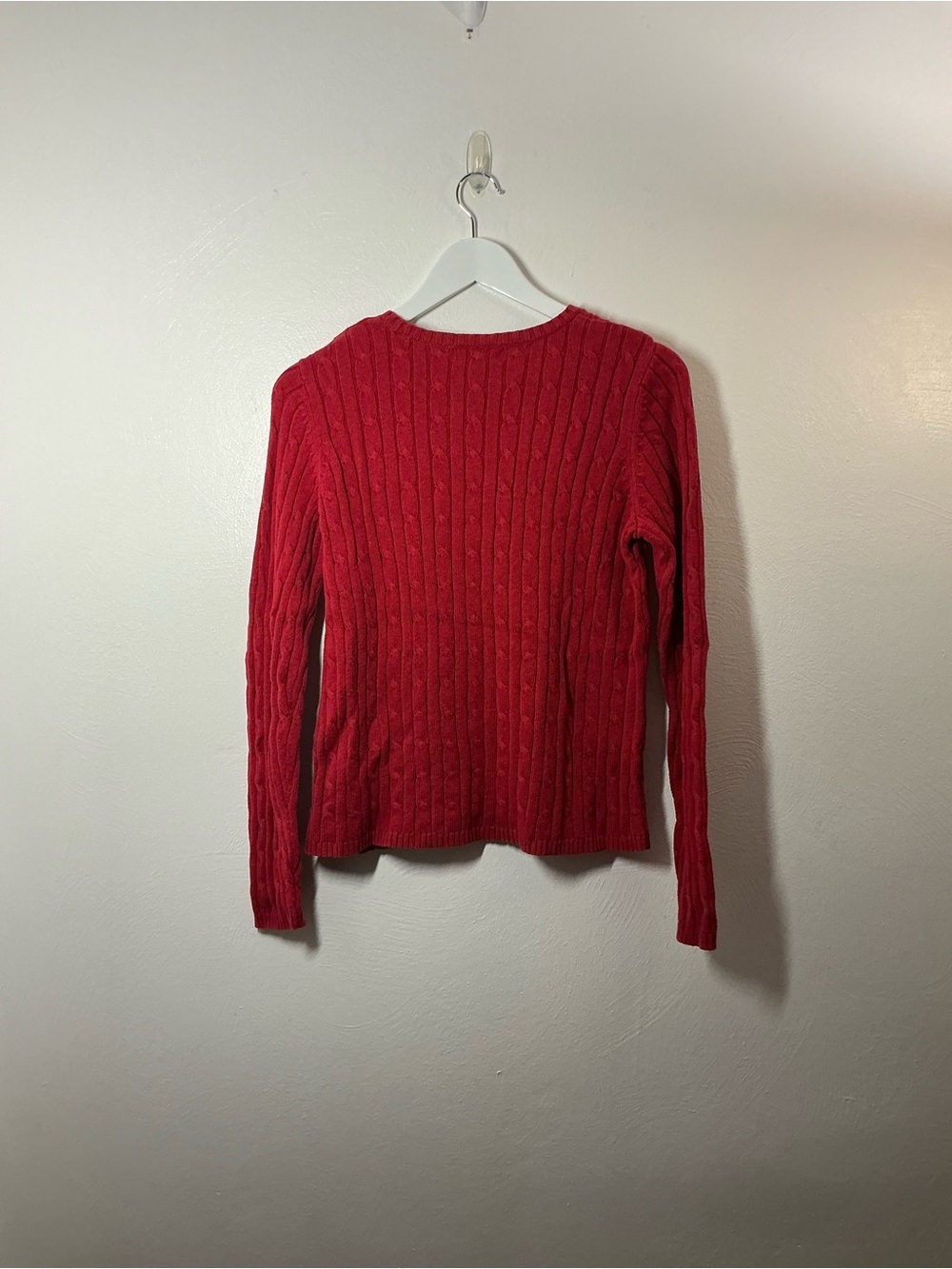 St.John's Bay Red Cable-Knit Crewneck Sweater Size Medium - Picture 2 of 6